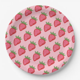Plato De Papel Fresa Rosa Berry Dulce