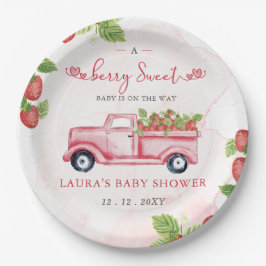 Plato De Papel Fresa Rosa Berry Red Berry Sweet Baby Shower