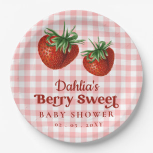 Plato De Papel Fresa Rosa Berry Red Berry Sweet Baby Shower
