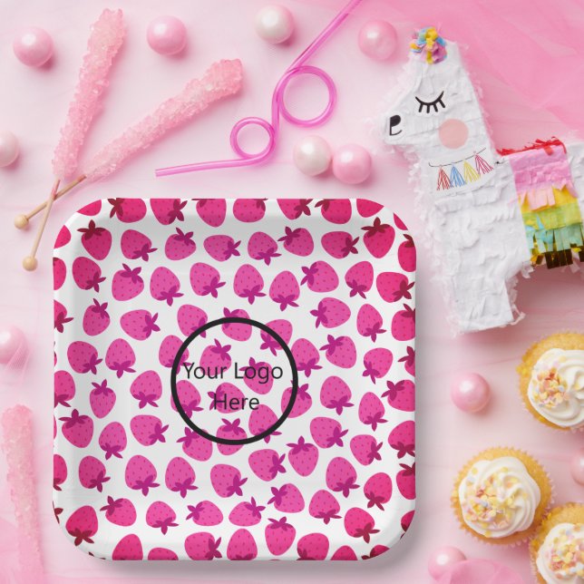 Plato De Papel fresa rosa campo de verano panadería naturaleza fr (Fiesta)