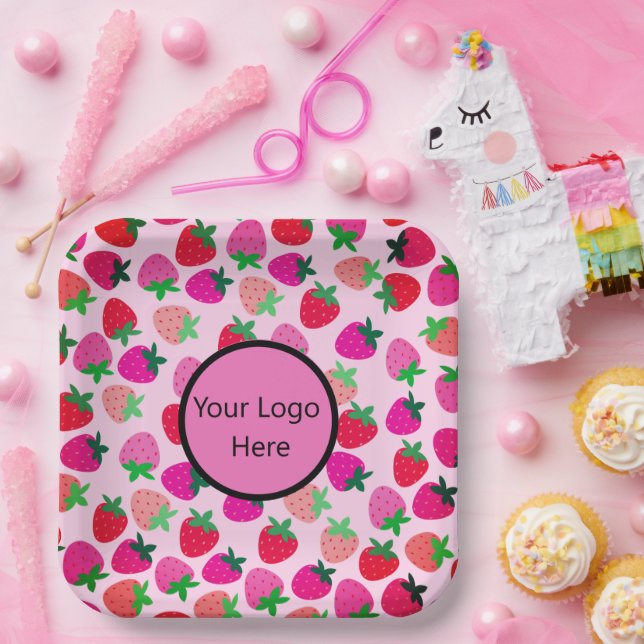 Plato De Papel fresa rosa campo de verano panadería naturaleza fr (Fiesta)