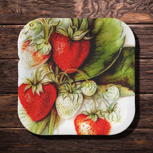 Plato De Papel Fresa vintage