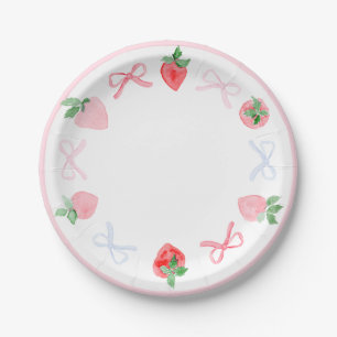 Plato De Papel Fresas acuarela berry primer cumpleaños
