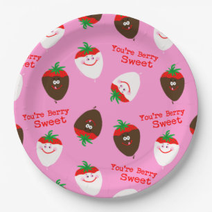 Plato De Papel Fresas de chocolate despojadas del el día de San V