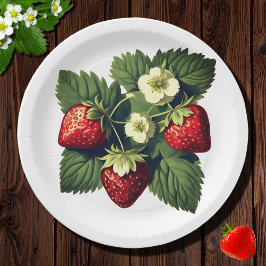Plato De Papel Fresas de época