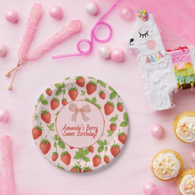 Plato De Papel Fresas Dulces Niños Fiestas de cumpleaños Placas d (Fiesta)