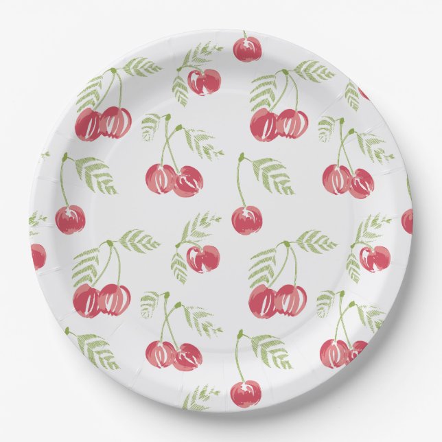 Plato De Papel Fresas dulces Rojo Verde (Anverso)