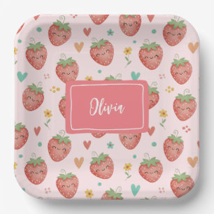 Plato De Papel Fresas Kawaii Adorables