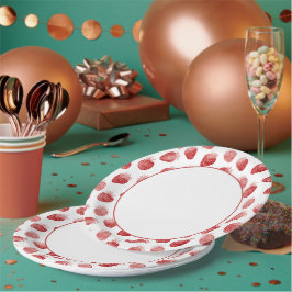 Plato De Papel Fresas Rojas Fruta Cumpleaños 16