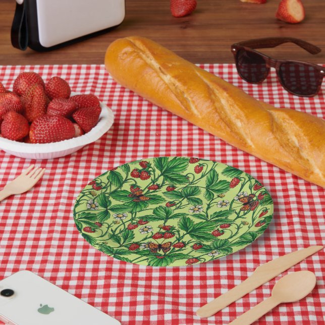 Plato De Papel Fresas silvestres de cebada de miel (Picnic)