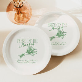 Plato De Papel Fresco de la ducha verde de novia del mercado