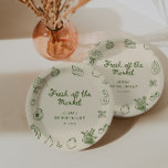 Plato De Papel Fresco De La Mano Verde Del Mercado<br><div class="desc">Celebra el amor y nuevos inicios con nuestras deliciosas placas de papel para la ducha de novia "Off The Market", inspiradas en el encanto y la vitalidad de un mercado de agricultores. Estos platos de papel únicos son la adición perfecta a una reunión alegre, con iconos verdes dibujados a mano...</div>