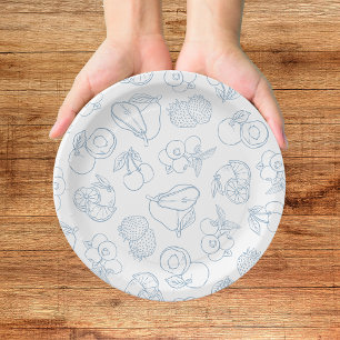 Plato De Papel Fresco de Mercado Caprichoso Ajuar Nupcial Azul