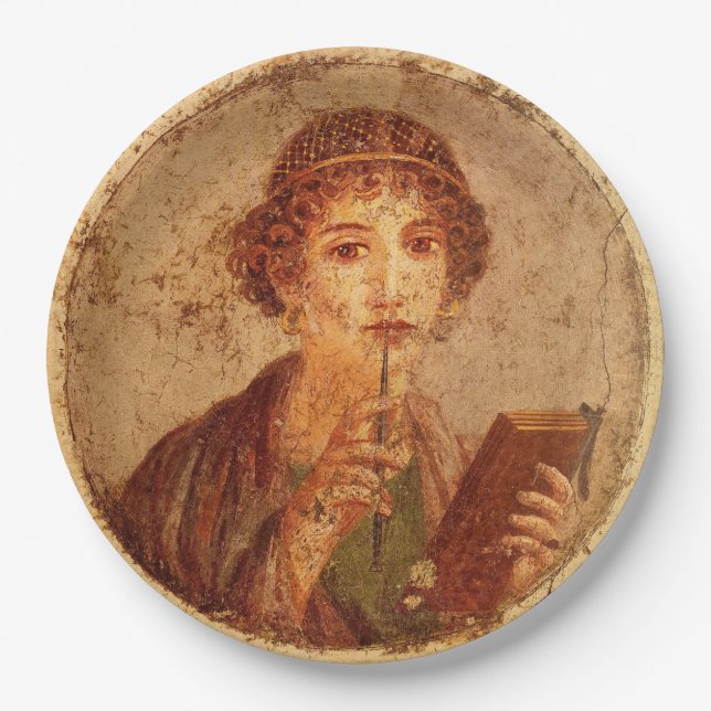Plato De Papel Fresco de Sappho en Pompeya (Anverso)