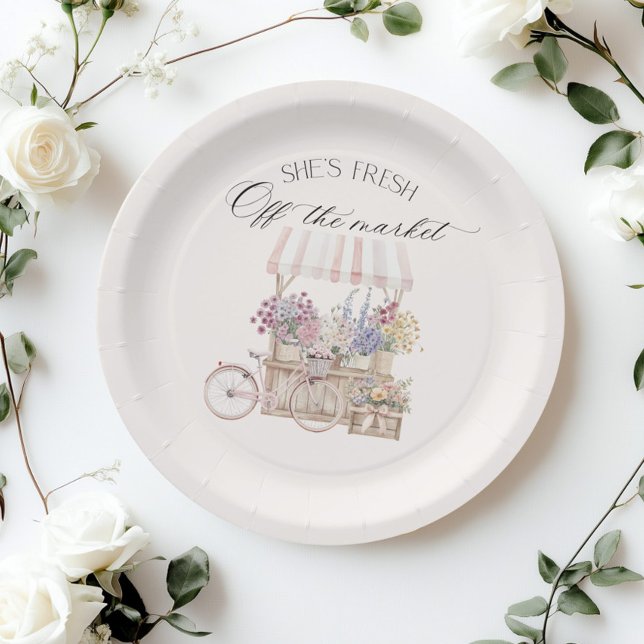 Plato De Papel Fresco del mercado Boho Flower Cart Bridal (Subido por el creador)