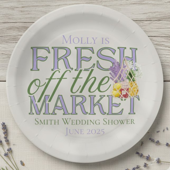 Plato De Papel Fresco fuera del mercado - Novia moderna personali (Celebrate your newly-engaged status in style with this elegant “Fresh Off the Market” design!)