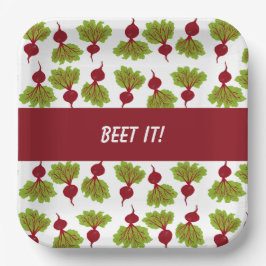 Plato De Papel Fresh Beet Collection White