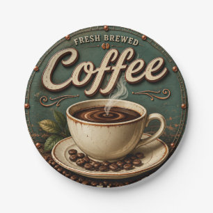 Plato De Papel Fresh Brewed Coffee Rustic Farmhouse