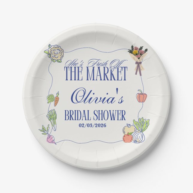 Plato De Papel Fresh Off the Market Bridal Shower Welcome To (Anverso)