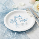 Plato De Papel Fresh Off The Market Dusty Blue Bridal Shower<br><div class="desc">Dusty blue whimsical floral hand-drawn bridal shower paper plates "Fresh off the Market"</div>