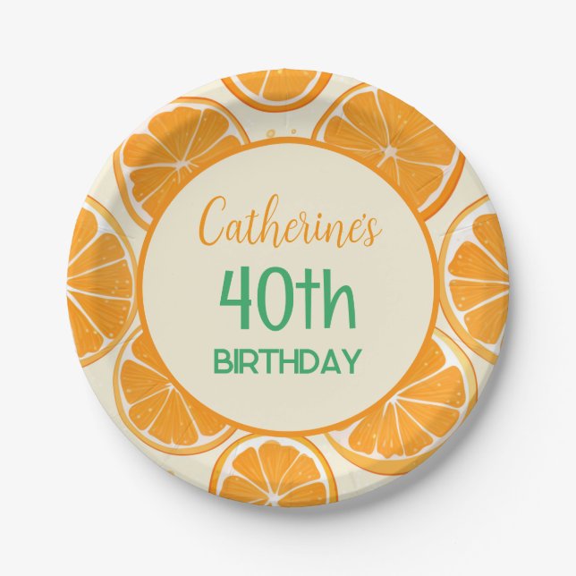 Plato De Papel Fresh Orange Slice Pattern – Bright Citrus Fruit (Anverso)