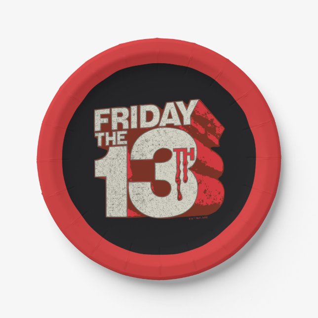 Plato De Papel Friday the 13th | Bleeding Stacked 3D Logo (Anverso)