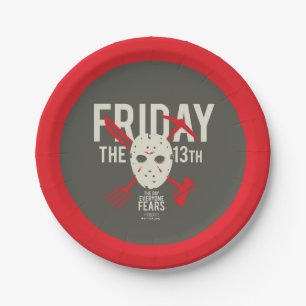 Plato De Papel Friday the 13th   Weapons Cross Hockey Mask