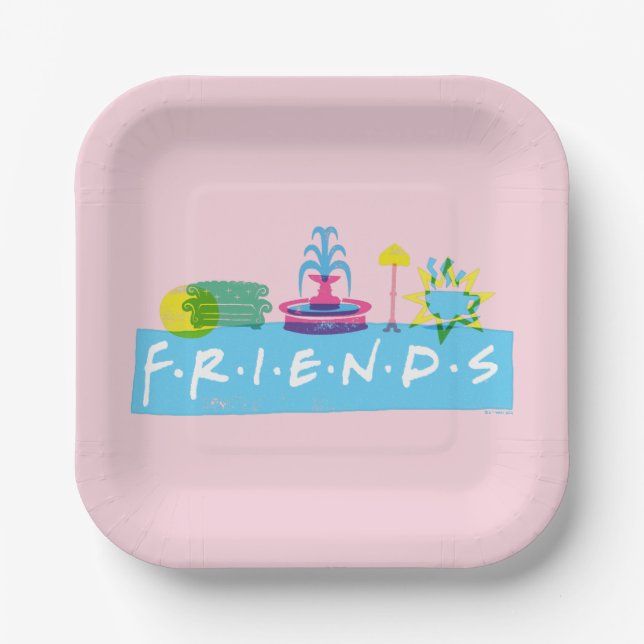 Plato De Papel FRIENDS™ | Logotipo con iconos (Anverso)