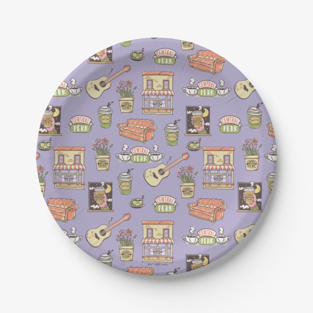 Plato De Papel FRIENDS™ | Patrón de icono púrpura (Anverso)