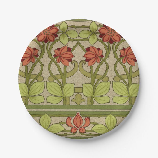 Plato De Papel Frieze Border Art Nouveau Floral (Anverso)