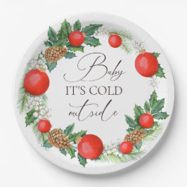 Plato De Papel Fríos Navidades externos Wreath Winter Baby Shower