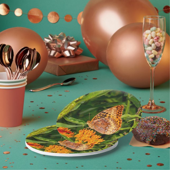 Plato De Papel Fritillery Butterfly de gran alcance (Multi)