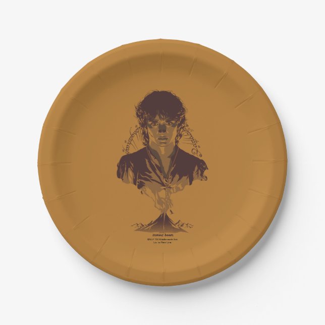 Plato De Papel FRODO™ MOUNT DOOM™ Inscripción Tengwar Gráfica (Anverso)