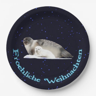 Plato De Papel Froehliche Weihnachten - Sello anillado