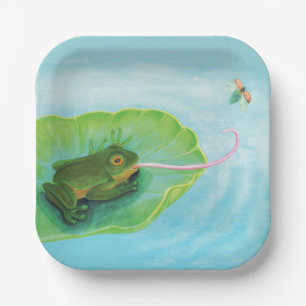 Plato De Papel Frog Catating Bug