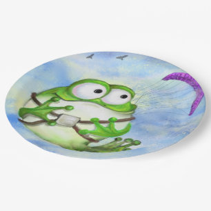 Plato De Papel Frog Paraglider Funny Placas de papel