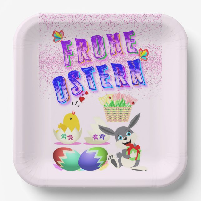 Plato De Papel Frohe Ostern (Anverso)
