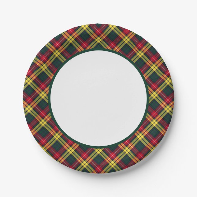 Plato De Papel Frontera Clan Buchanan Tartan (Anverso)