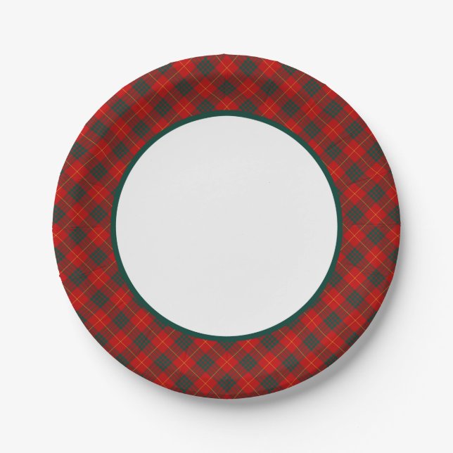 Plato De Papel Frontera Clan Cameron Tartan (Anverso)