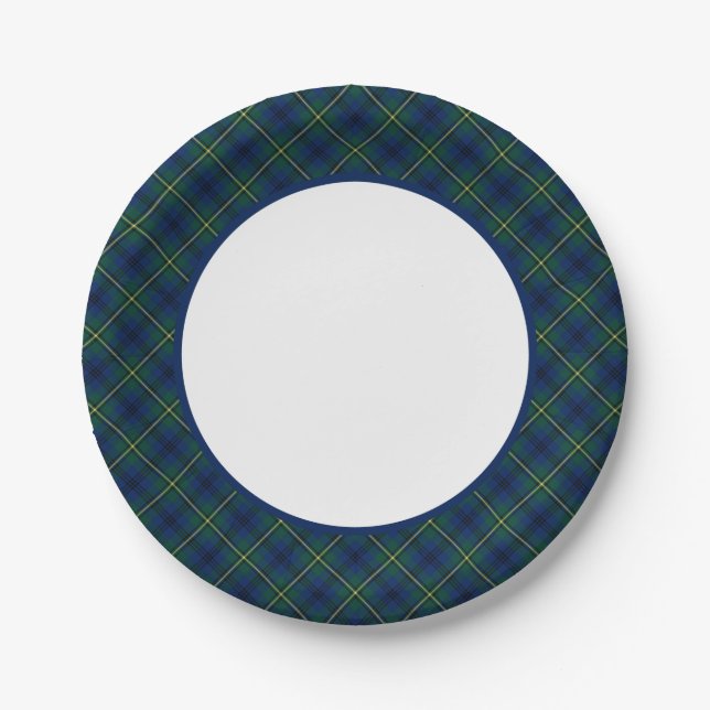 Plato De Papel Frontera Clan Johnston Tartan (Anverso)