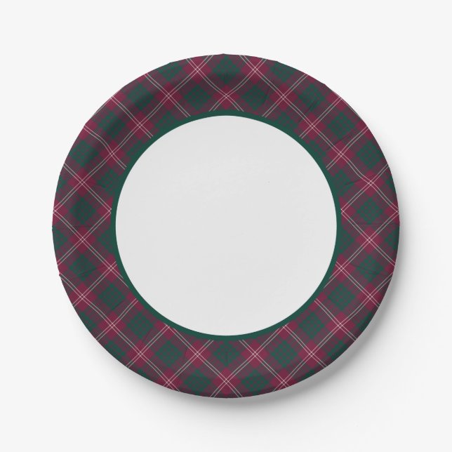 Plato De Papel Frontera de Clan Crawford Tartan (Anverso)