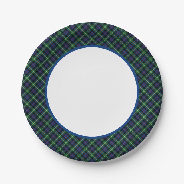 Plato De Papel Frontera de Clan Farquharson Tartan (Anverso)