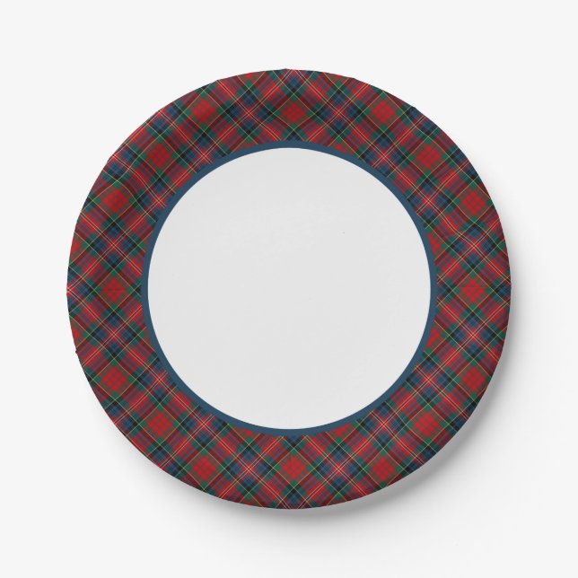 Plato De Papel Frontera de MacPherson Clan Tartan (Anverso)