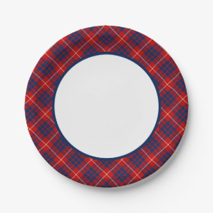 Plato De Papel Frontera del tartán de Hamilton del clan