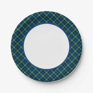 Plato De Papel Frontera del tartán de Lamont del clan