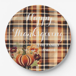 Plato De Papel Frontera floral de Placa de calabaza en Otoño