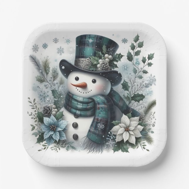 Plato De Papel Frosted Joy and Evergreen Whispers (Anverso)