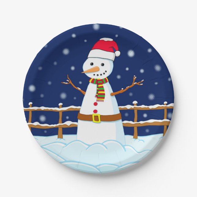 Plato De Papel Frosty el hombre de nieve (Anverso)