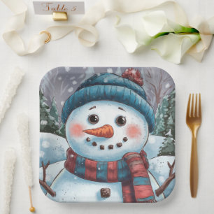 Plato De Papel Frosty el papel de muñeco de nieve