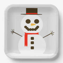 Plato De Papel Frosty El Papel Gris De Snowman